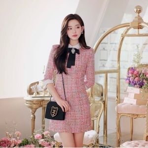 milkcocoa | Dresses | Black Pink Korean Tweed Dress | Poshmark